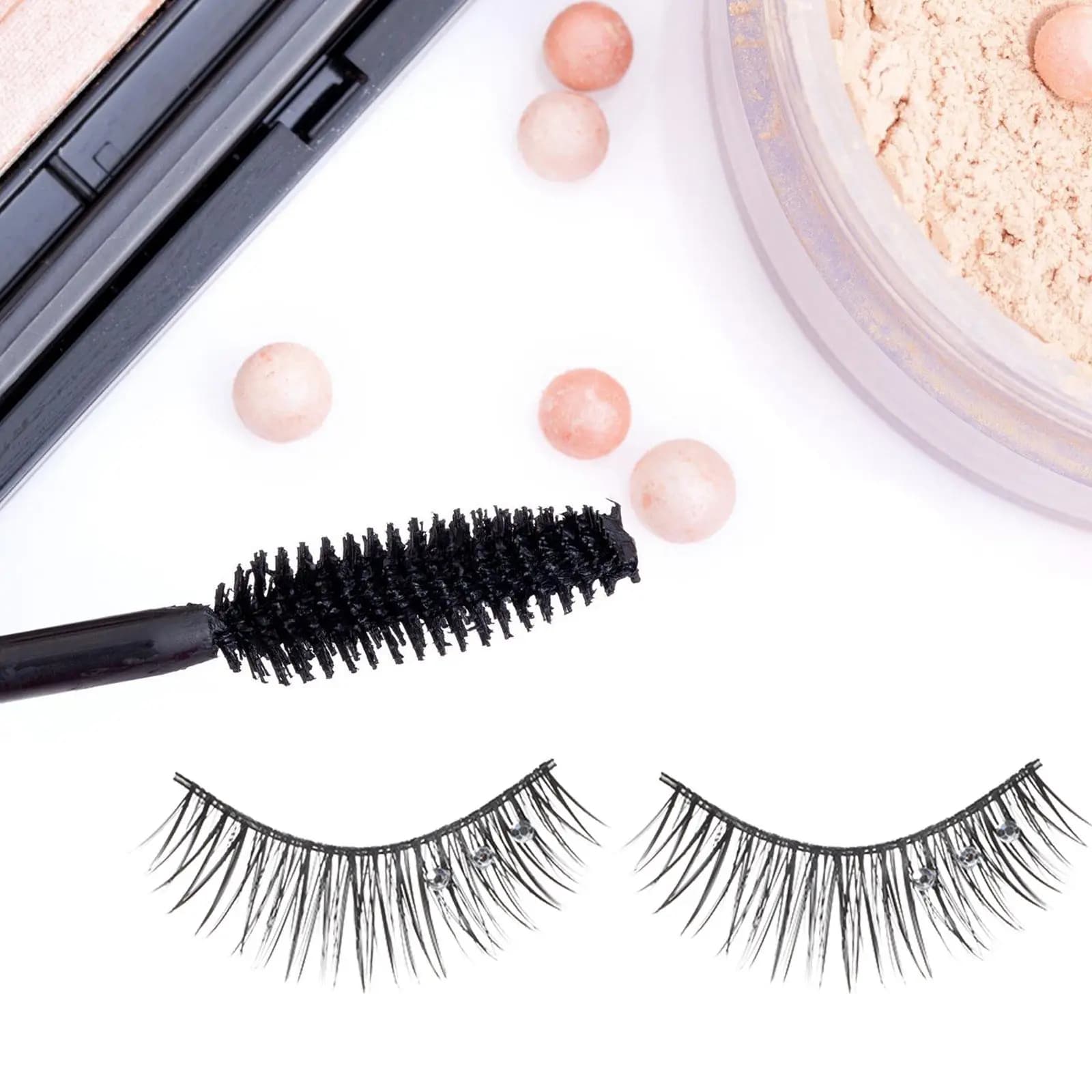 Fake chic black lashes with sparkling natural and dense diamonds for women's professional daily makeup