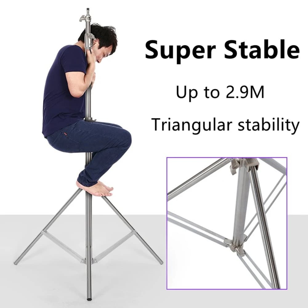 2.8M Super Stable Stainless Steel Large Tripod Support for Foldable Lighting Tripod Photography for Photographic Study Softbox with Filling Spot Light