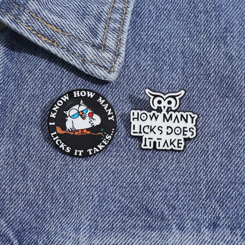 Senso Quanto lecca fa prendere spille smaltate Cartoon Cute Gufo Citazioni Spille Distintivo da bavero Zaino Spilla per vestiti Regalo per un amico