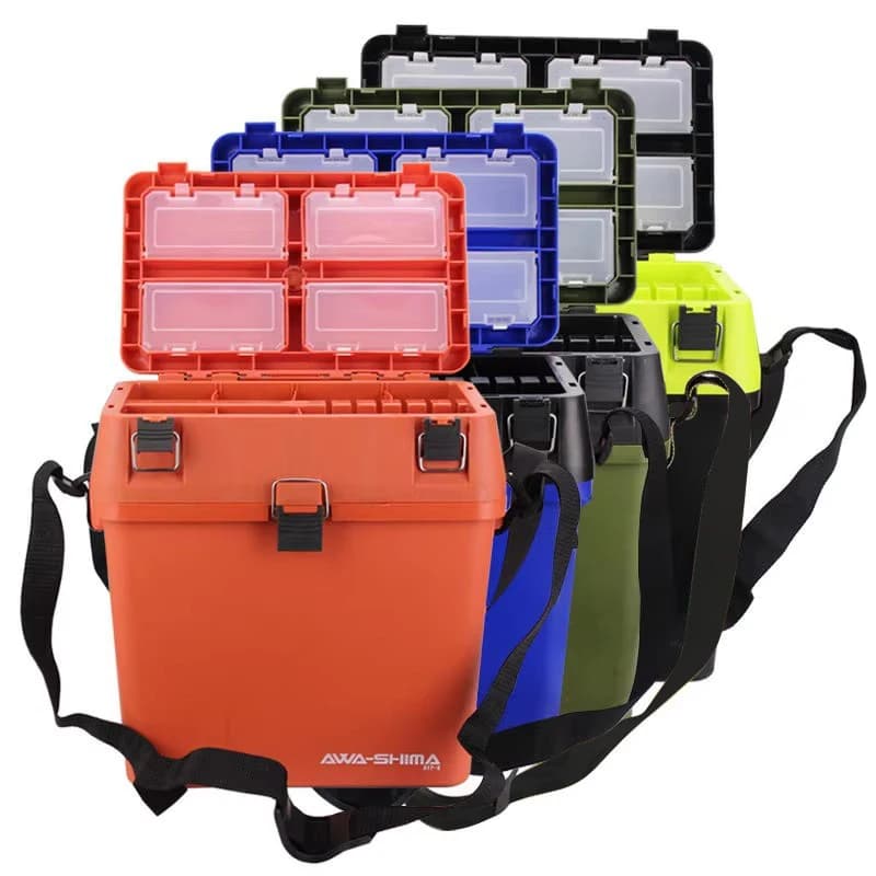 WEIHE Set multifunzione portatile all'ingrosso Secchio da pesca con scatola per attrezzatura per esche a doppio lato di grande capacità