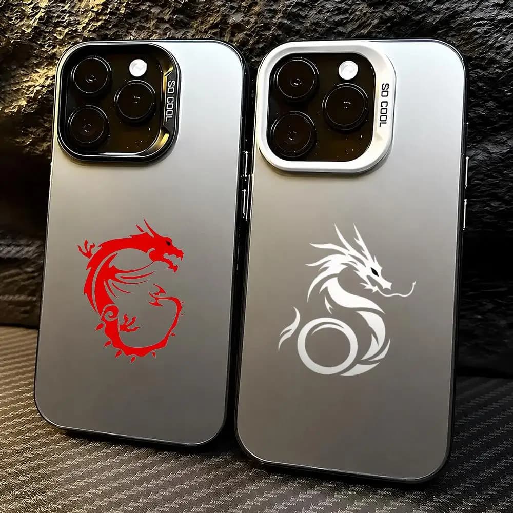 chrome dragon logo Phone Case Iridescent TPU Soft-Touch Protective Case for iPhone 11 12 13 14 15 16 17 Pro Max