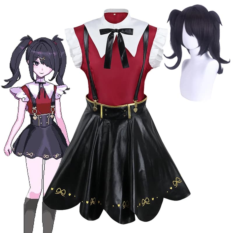 Game Needy Girl Overdose Cosplay Wig Anime JK Uniforme Lolita Leather skirt KAngel Ame Chan Costume Christmas party Outfit