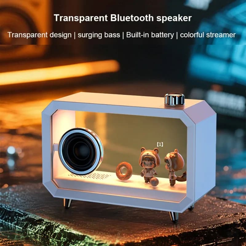 Altoparlante Bluetooth trasparente fai-da-te RGB Illuminazione colorata Subwoofer per computer Audio desktop con display ad alto volume BT AUX Play