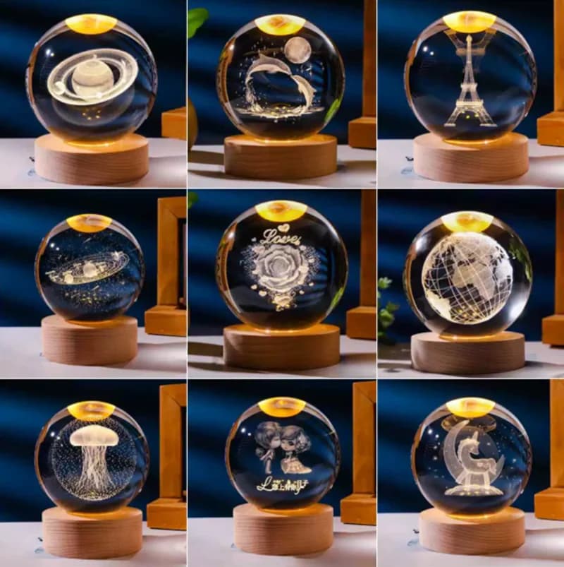 Sfera di cristallo 3D, pianeta in cristallo, sistema solare inciso al laser, globo astronomico, regalo di compleanno, regalo di San Valentino, sfera di vetro, decorazione per la casa