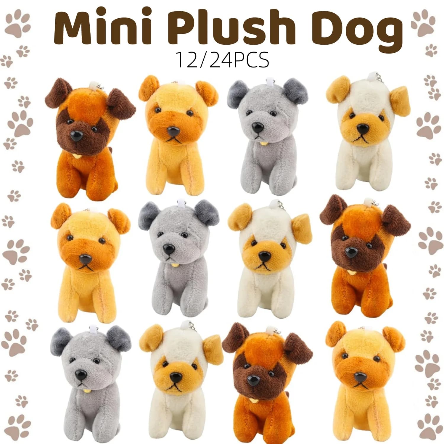 12/24 pezzi mini cani di peluche sfusi 12 cm cuccioli di peluche morbidi e carini cani di piccola taglia per borse regalo baby shower compleanno bomboniere