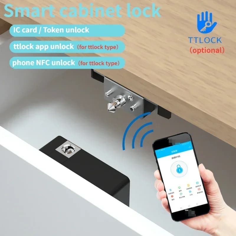Serratura intelligente per porta dell'armadio Serratura elettronica invisibile senza chiave Scheda IC App TTlock Sblocca armadietto per mobili Cassetto Serrature intelligenti