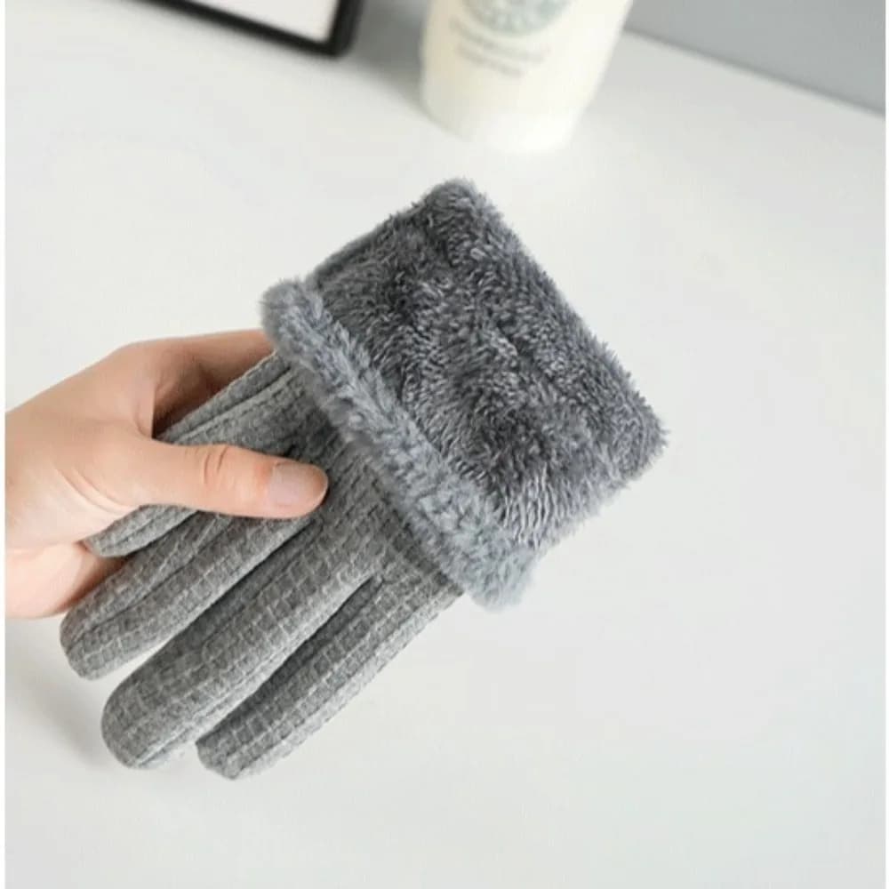 Nuovi guanti completi addensati Guanti touch screen in colori solidi resistenti al freddo Guanti touch screen pelosi da donna