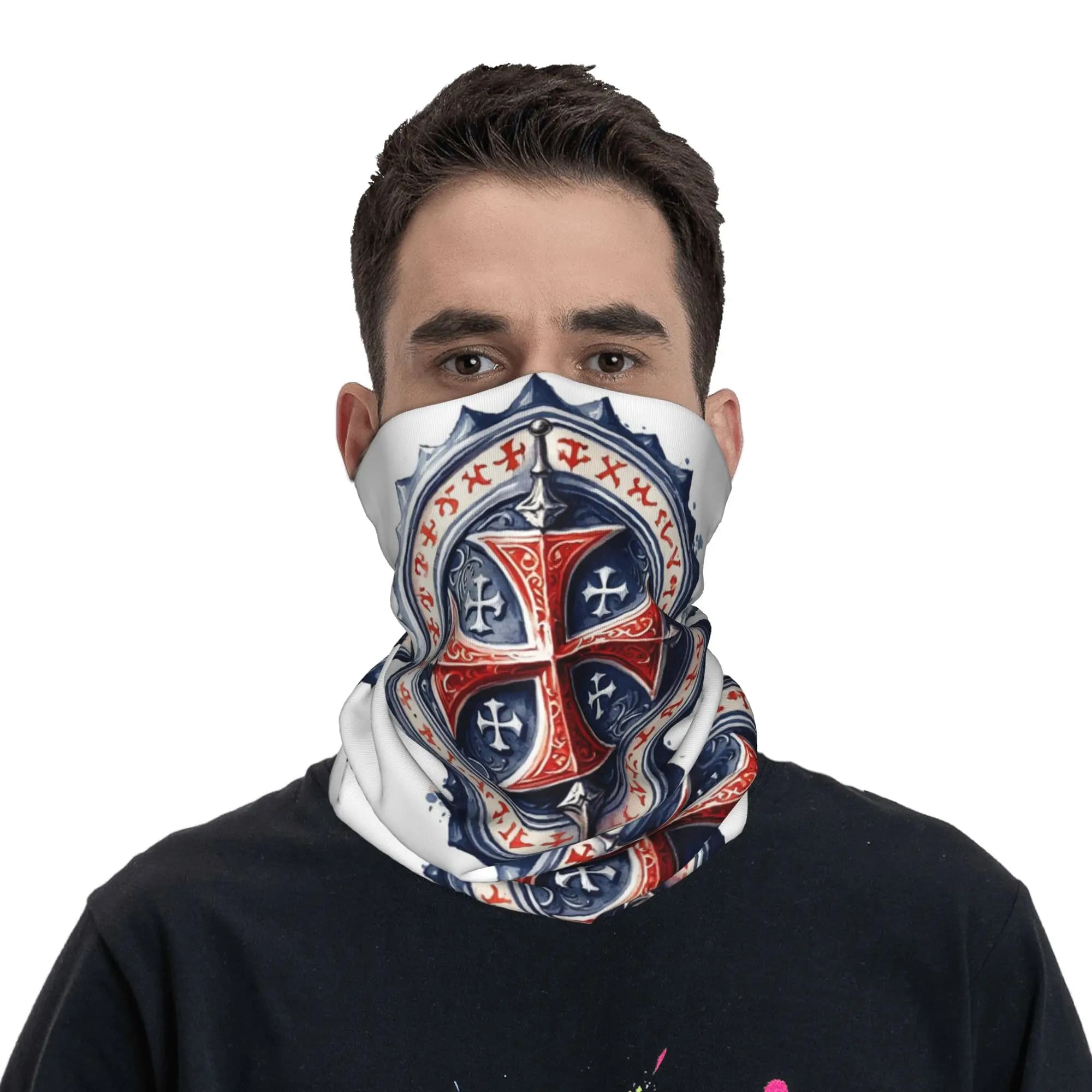 Bandana con Croce di Gerusalemme Cattolica, Sciarpa Avvolgente Stampata, Maschera per il Viso, Traspirante, per Uomini e Donne Adulti