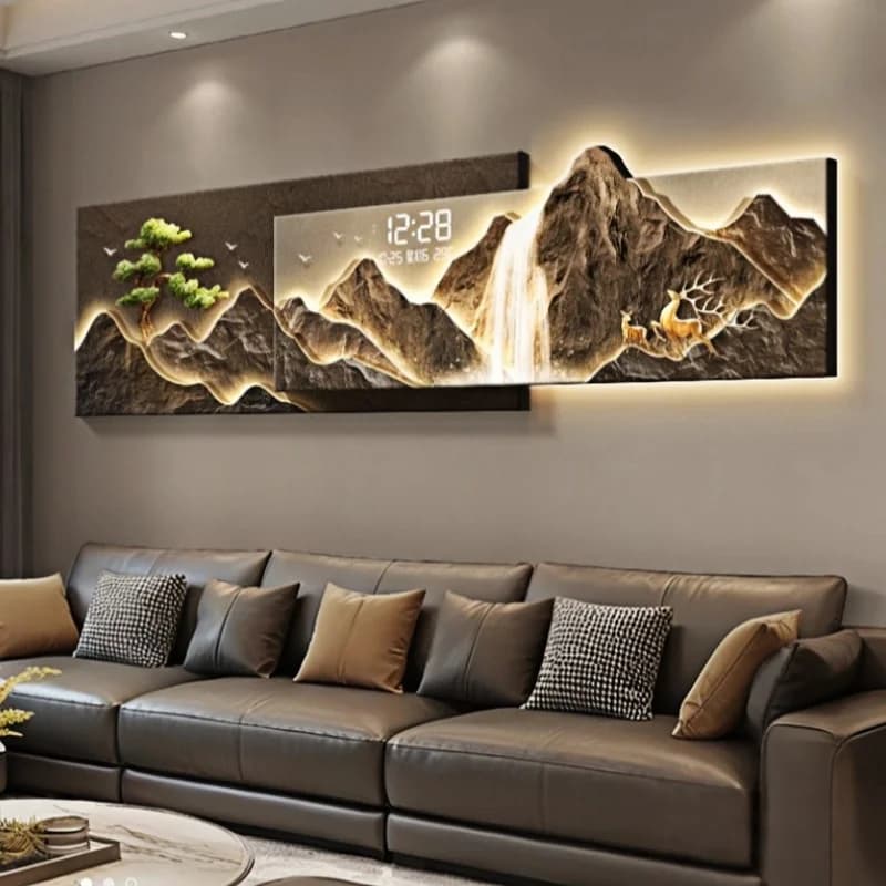 Luci Decorative per Soggiorno, Orologio da Parete Lussuoso con Illuminazione, Quadro Luminoso di Alta Gamma