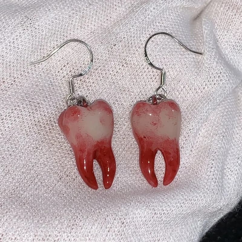 Orecchini a forma di dente con ago in argento, design creativo e di nicchia, con texture distintiva, gioiello regalo