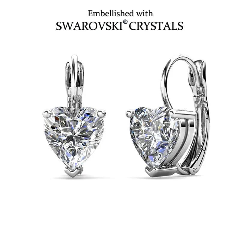 Daisini squisito orecchino a cerchio creato con taglio a cuore impreziosito da cristalli Swarovski da donna con pietre preziose Huggies Romanzo gioielli per basso