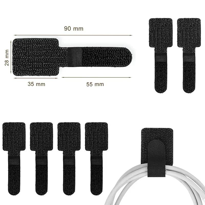 20Pcs Adhesive Cable Management Straps Reusable Self-Adhesive Cable Organizer Ties for Desk Wire Management