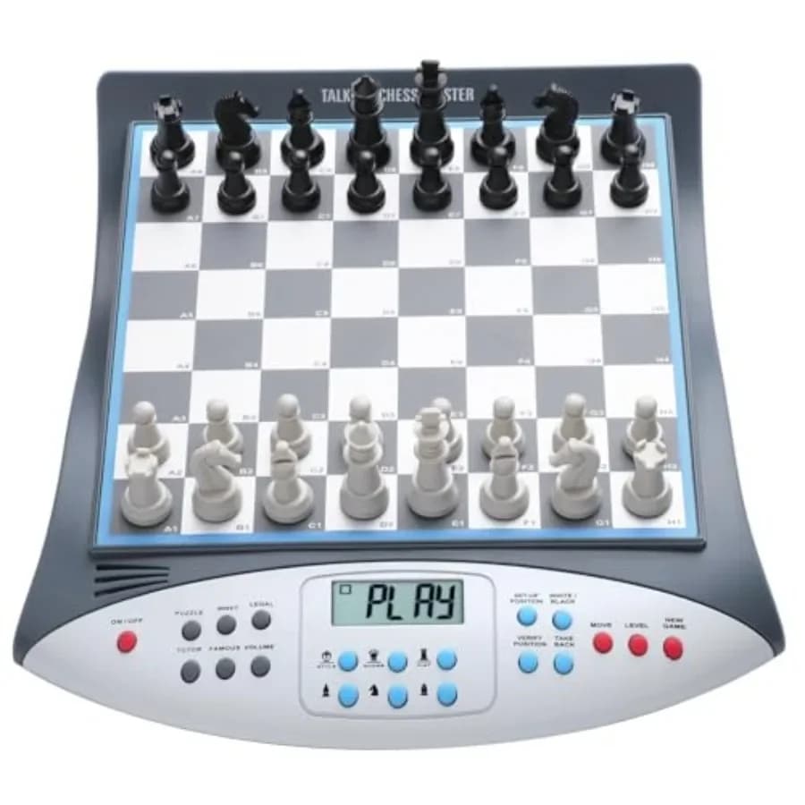 Set di Scacchi Elettronico per Casa e Aula, in Plastica ABS, Nero con LED Blu, Sistema di Insegnamento Vocale, Pezzi Magnetici per Principianti