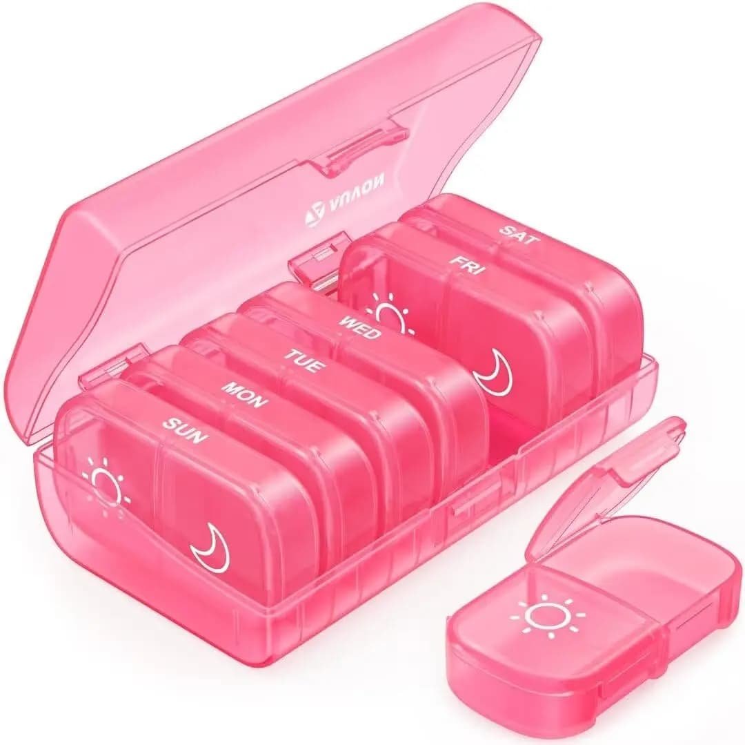 Weekly Pill Organizer 2 Times a Day, AM PM Pill Case 7 Day Travel Medication Organizer for Vitamins, Supplements