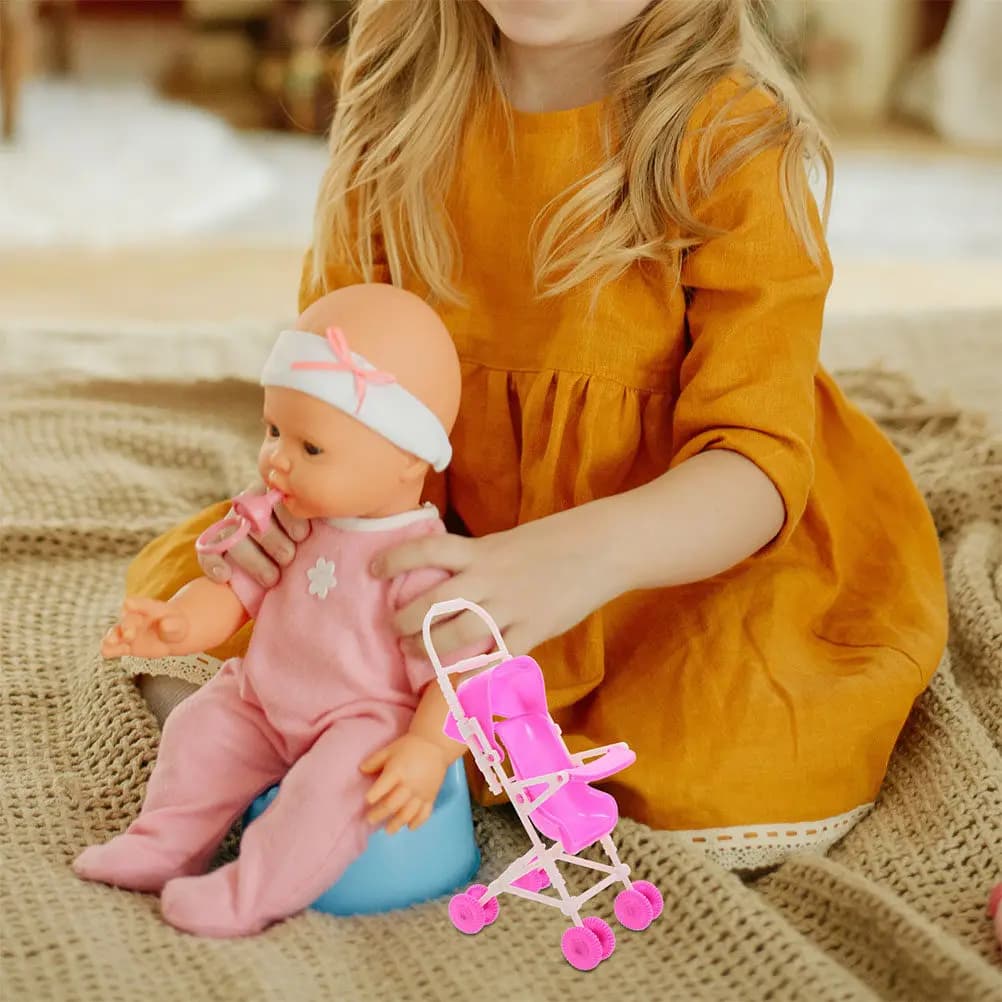 Set di 4 Passeggini Realistici per Bambini, Colori Vivaci, Leggeri, per Decorazione Casa delle Bambole, Lavorazione Artigianale di Qualità