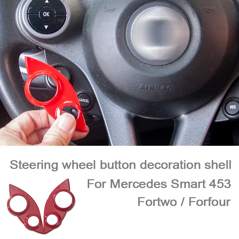 Car Steering Wheel Button Decoration Cover Cruise Control Panel Trim Stickers For Mercedes Smart 453 Fortwo Forfour Interior