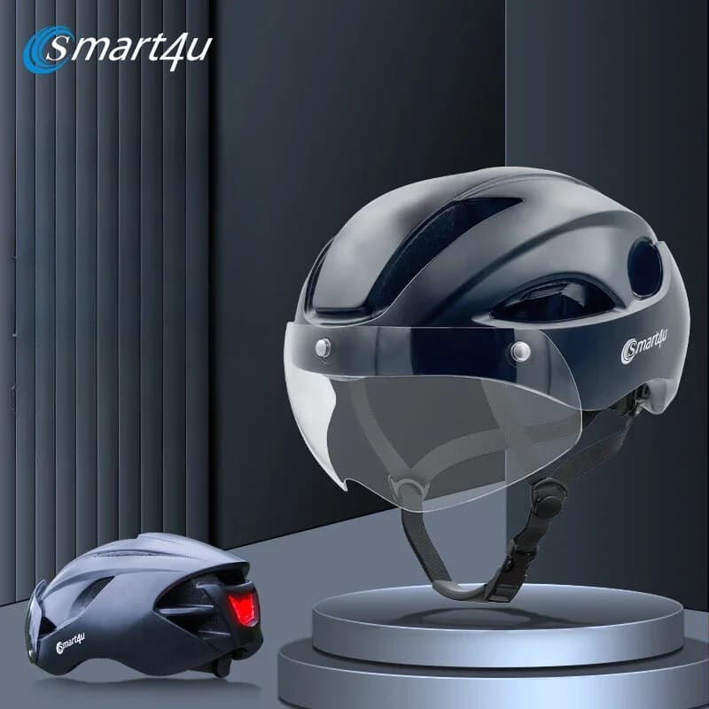 Smart4u Casco Intelligente Unisex con Lente Auto-Oscurante e Luce Posteriore Integrata, Compatibile con Scooter, Biciclette e Tavole di Equilibrio