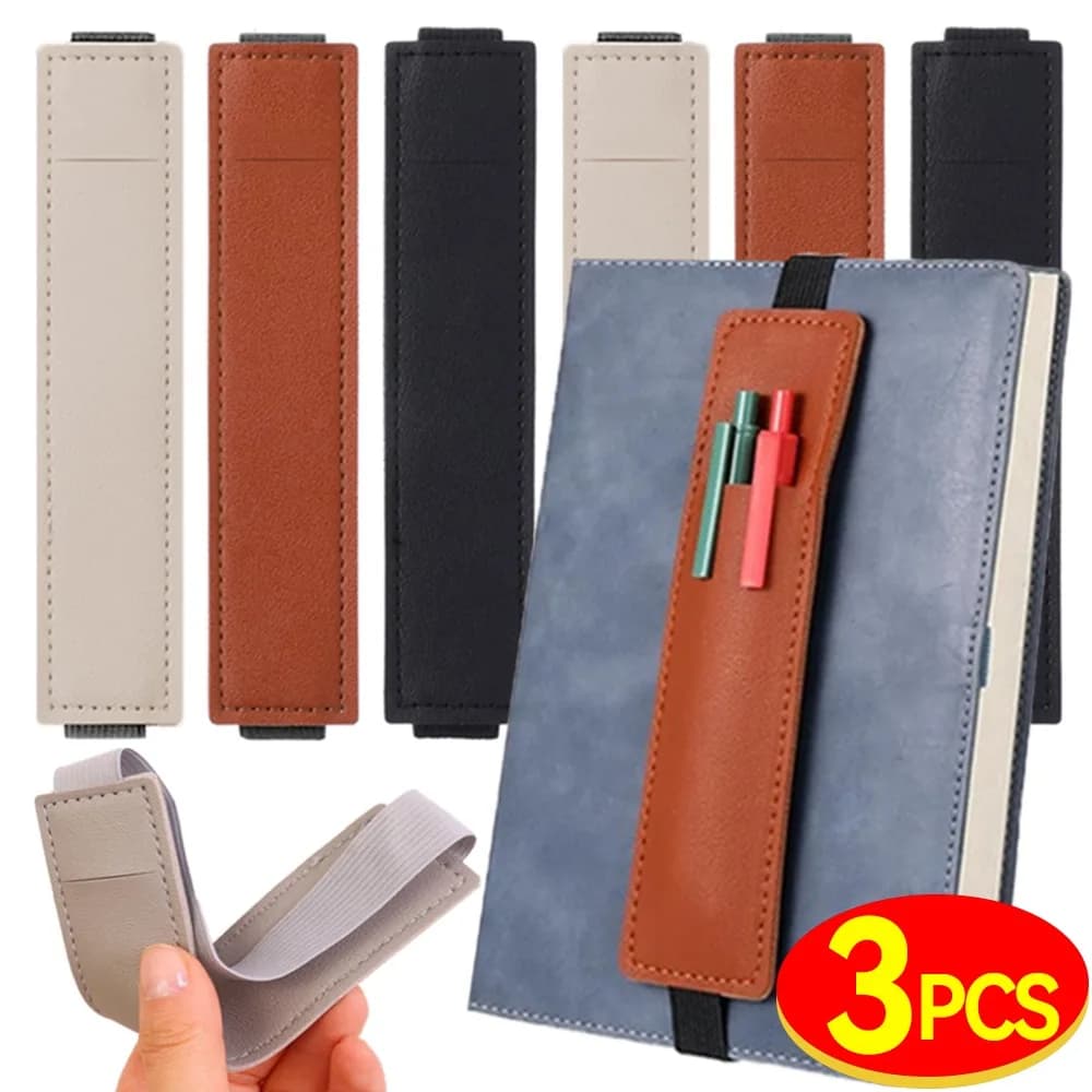 1-3 Pezzi Supporti Elastici in Pelle PU per Quaderni, Porta Penne Regolabile, Custodia per Matite con Cinghia per Quaderni, Raccoglitori, Libri, Tablet