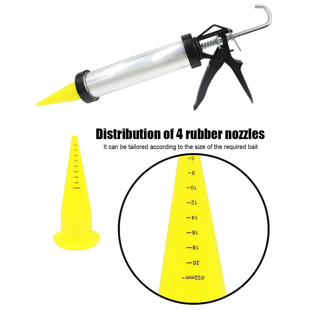 Carp Fishing Tool Aluminum Fishing Boilie Making Gun with 4pcs Silicone Spare Nozzles Fishing Lure Accessories Tackle