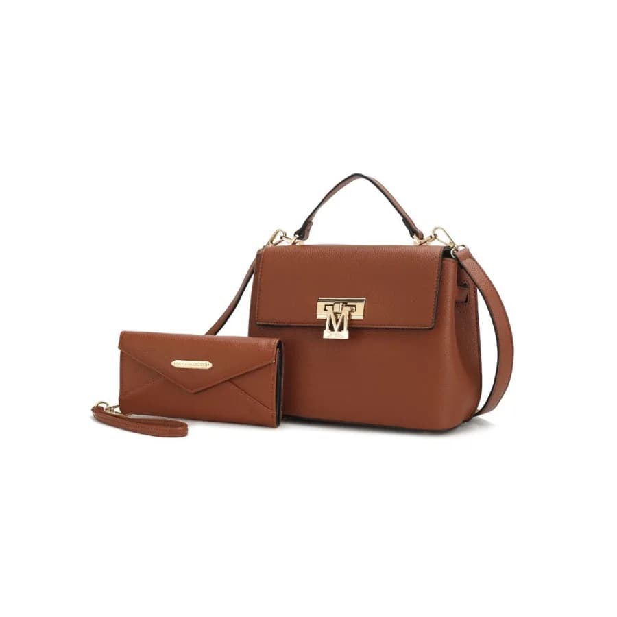 Borsa a Tracolla MKF Collection Hadley in Pelle Vegana per Donna con Portafoglio da Polso in Nero per Uso Quotidiano