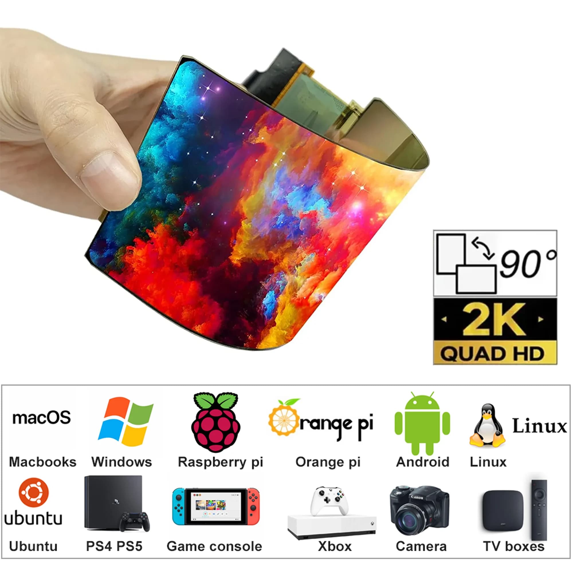 Scheda controller da 6 pollici 2K AMOLED con display flessibile Paesaggio predefinito 60Hz compatibile con laptop Raspberry Pi MacBook Windows