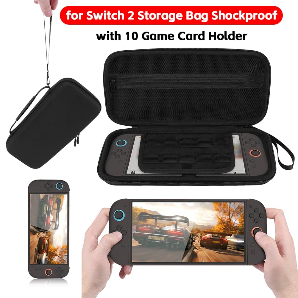 Custodia da trasporto in EVA per console di gioco Switch 2, antiurto, antigraffio, borsa protettiva da viaggio con porta 10 schede di gioco