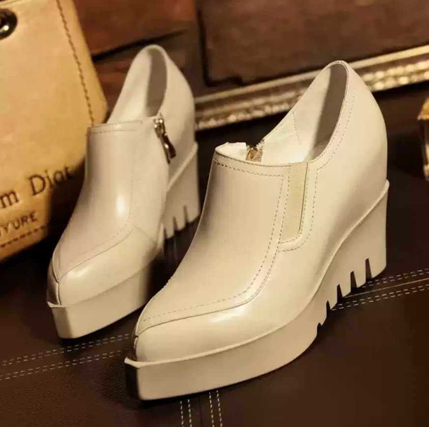 XGRAVITY Scarpe con Zeppa da Donna in Vera Pelle, Tacco Alto, Punta Affusolata, Design Elegante, Modello A067