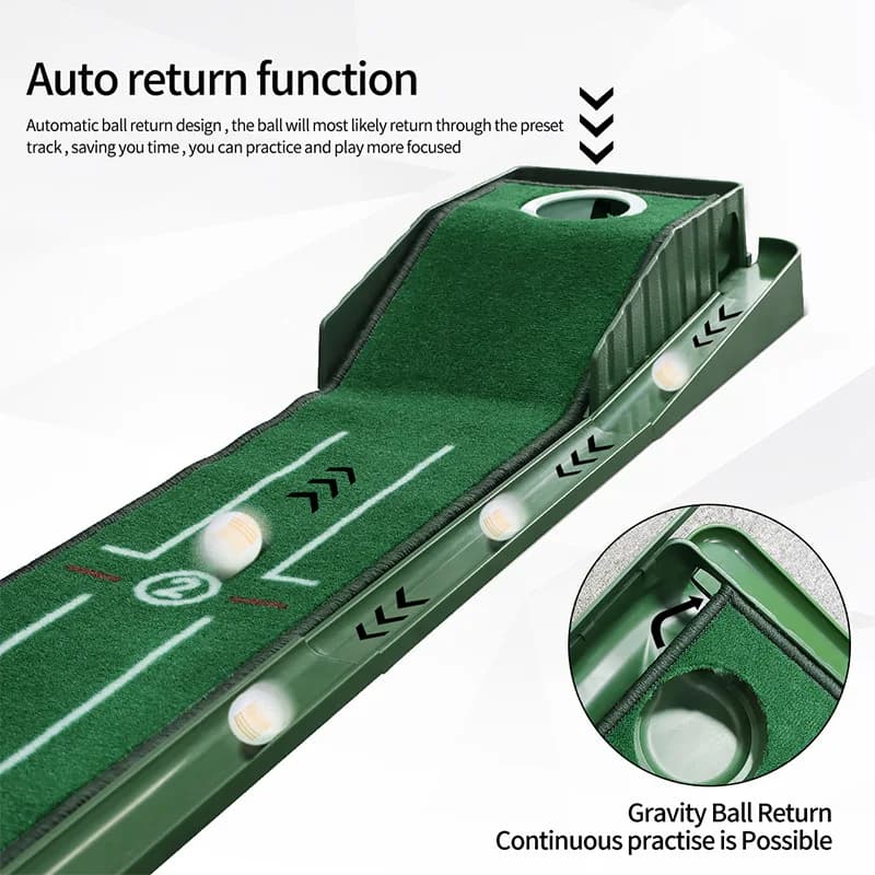 Hot Sale Mini Automatic Ball Return Golf Putting Mat With Baffle, Portable Indoor Outdoor Golf Putting Trainer