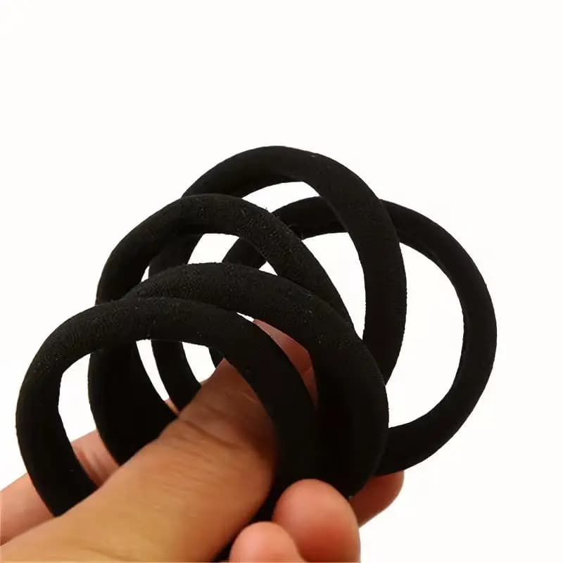50 elastici per capelli neri – Design senza cuciture, delicati sui capelli, facili da usare, essenziali per tutti i giorni