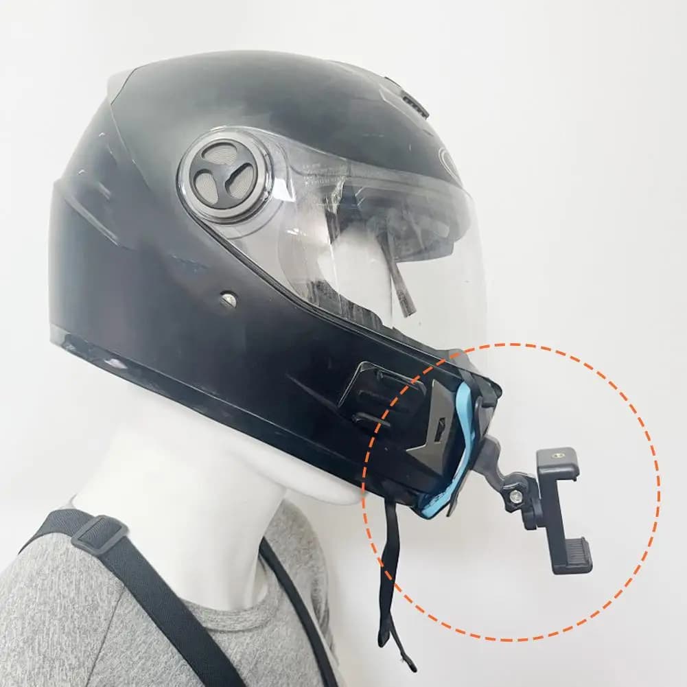 Motorcycle Helmet Chin Mount Bracket for Action Camera/ Smartphone Adjustable First-Person View Holder for GoPro/ Phone Shooting
