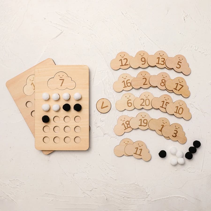 Giocattoli Montessori in legno per bambini, gioco di conteggio numerico, gioco educativo con griglia a dieci cifre per l'educazione precoce e l'allenamento prescolare dei bambini