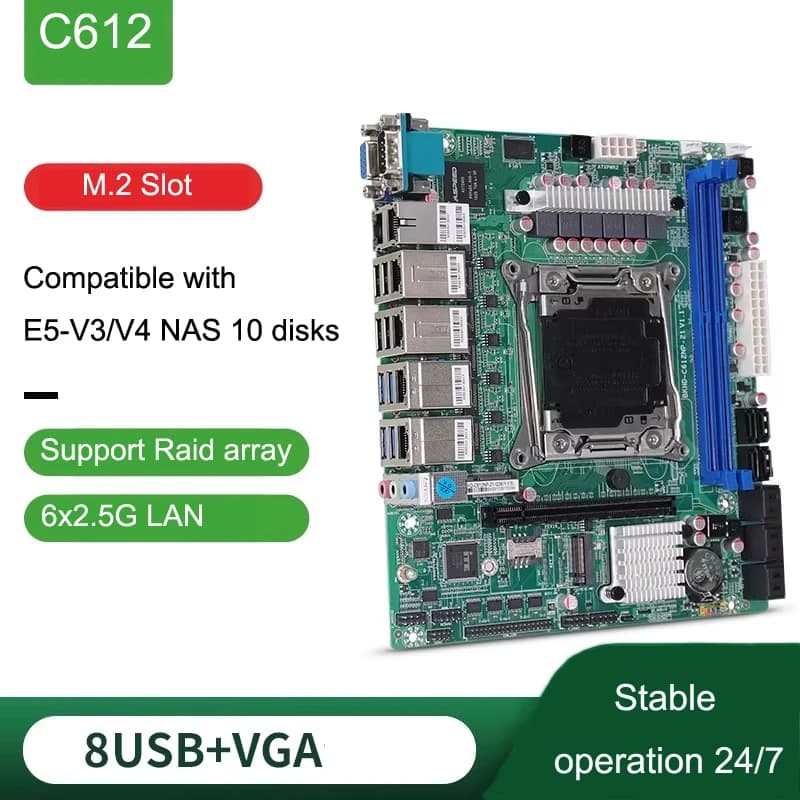C612 6xLAB2.5G i226V Main Board ITX Supports Hot Swappable Hard Disk Array Raid Storage Industrial Control Server NAS Chassis