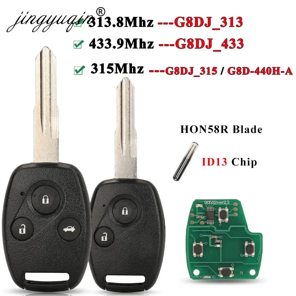 G8DJ_313/315/433 G8D-440H-A Chiave a distanza per auto con chip ID13 per Honda Accord Odyssey CRV Civic prima 2004 313.8/315/433 MHz Chiavi Fob