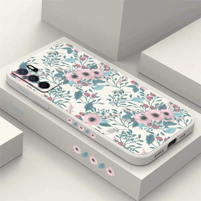 Custodia morbida in silicone per OPPO A15 A94 A76 A54S A53S A32 A16 A16K A17 A5 A78 A38 A31 A33 Foglie Stampa floreale Cover posteriore