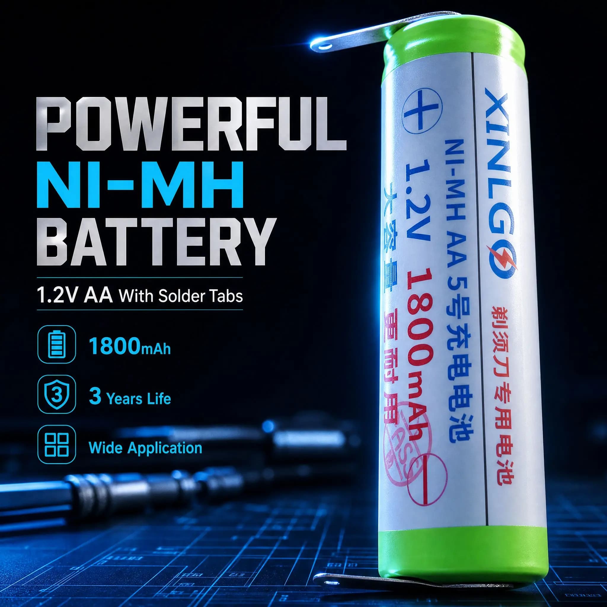 1.2V AA NiMH Rechargeable Battery With Welding Tabs solder lead 2pins for Electric Shaver Beard Trimmer Razor Replacement