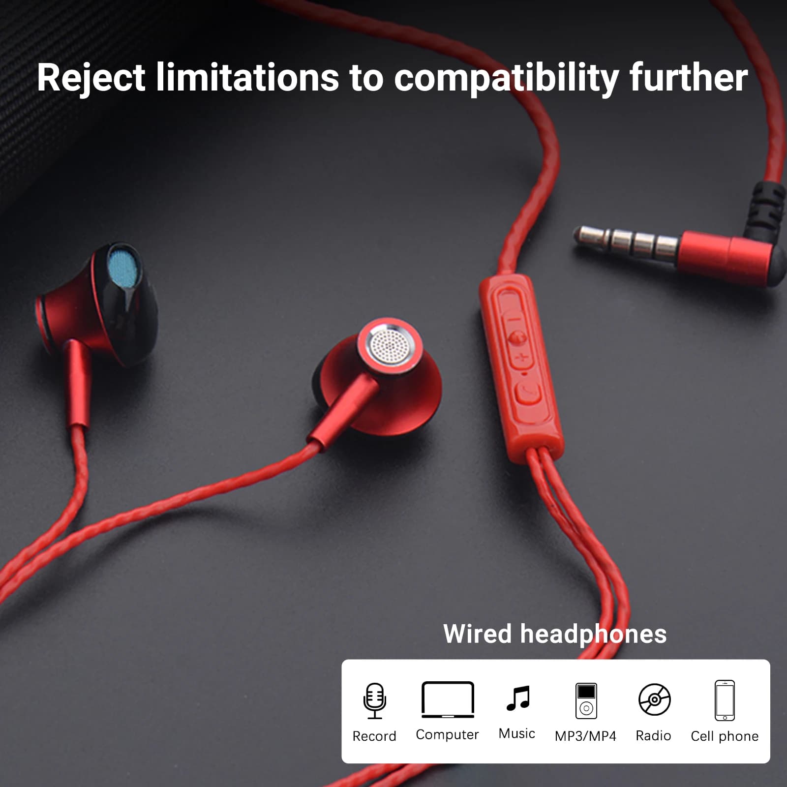 ROSSO 3.5MM AUX/Type-C Chip digitale 6D HIFI Cuffie per bassi pesanti con microfono Musica Sport Gaming Auricolari in-ear cablati