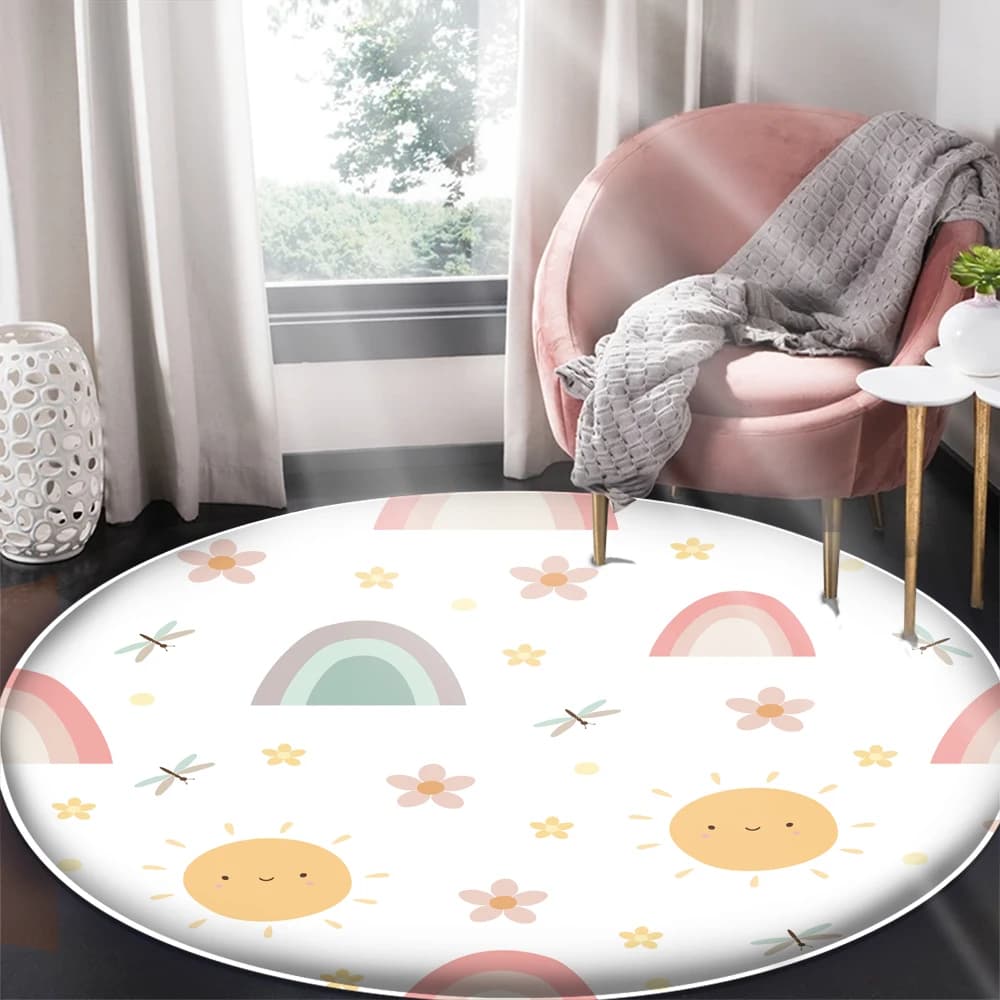 Tappetino per decorazioni per la casa Tappeto rotondo per cartoni animati Modello solare Bagnetto per bambini
