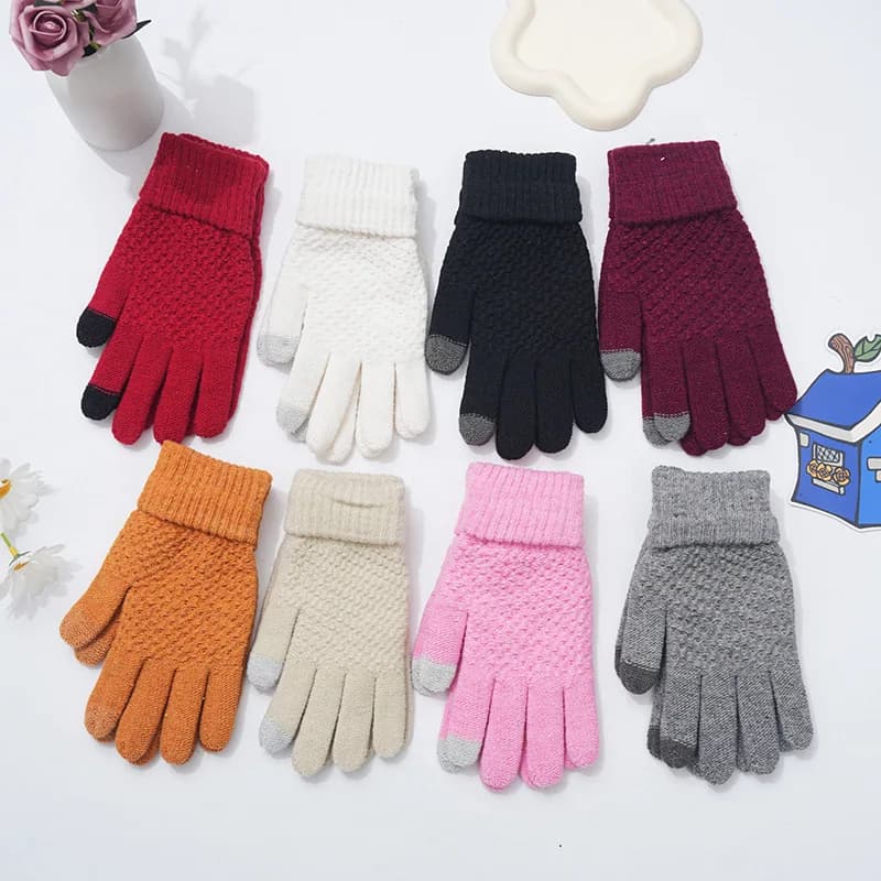 Guanti invernali a cinque dita resistenti al freddo e caldi per il ciclismo all'aperto Guanti in filato jacquard lavorato a maglia antiscivolo e touch screen