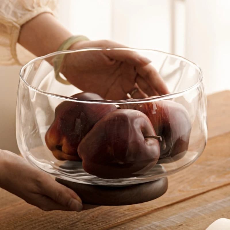 Piatto di frutta in vetro squisito Piatto di frutta secca di alto livello estetico Piatto di esposizione di caramelle e snack Cesto di frutta alto Utensili da cucina