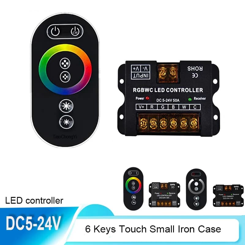 Controller touch Telecomando RF DC5-24V 6 tasti 30A RGB CCT 50A RGBW RGBCCT Striscia luminosa a LED Controller dimmer tattile
