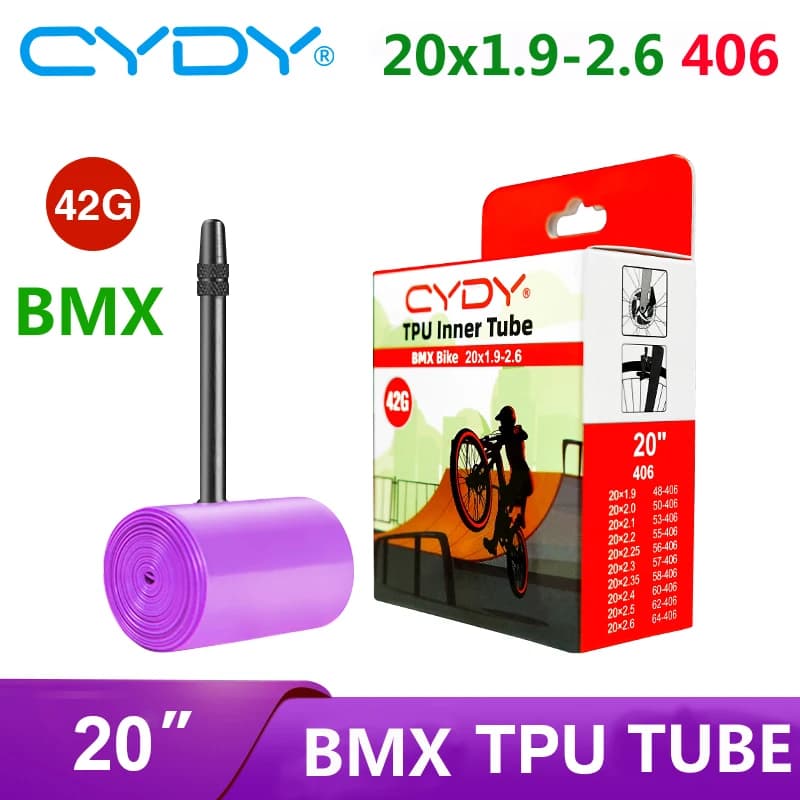 CYDY BMX Bicicletta TPU Camera d'aria 406 20x1.9 2.0 2.1 2.2 2.25 2.3 2.35 2.4 2.5 2.6 Pneumatico Fotocamera Luci Bici Pneumatico 20 "ciclismo pneu42G