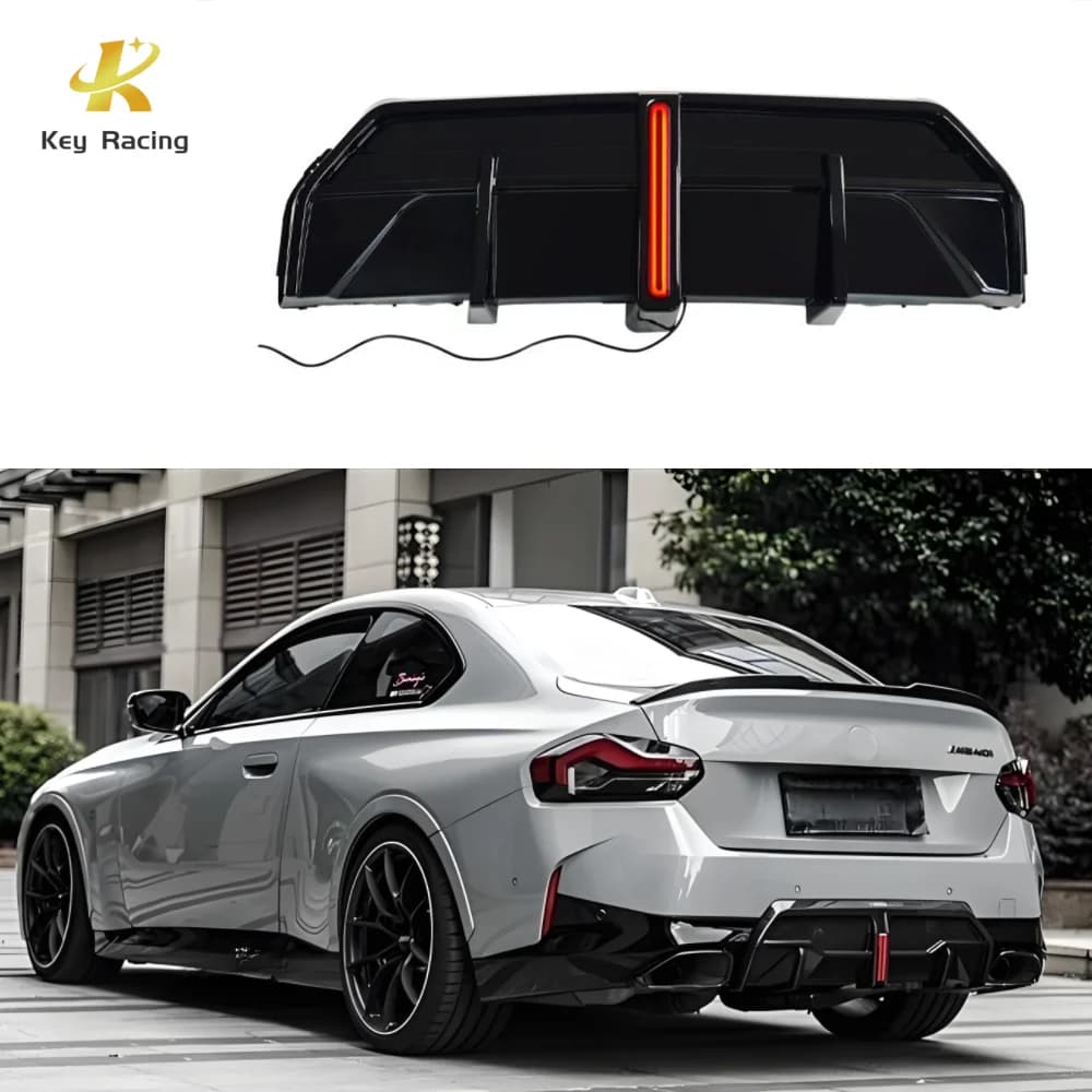 Rear diffuser G42 M2 with LED, Black Auto Accessories Lighting for BMW Series 2 2 Doors G42 M2 2021-2025