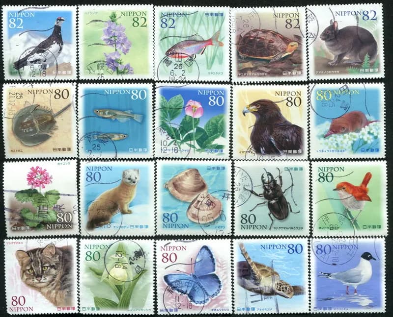Real Stamped Japan Post Stamps Postage Symbiosis With Nature Complete Set 20 Collectible Postage Stamps Material For Scrapbook