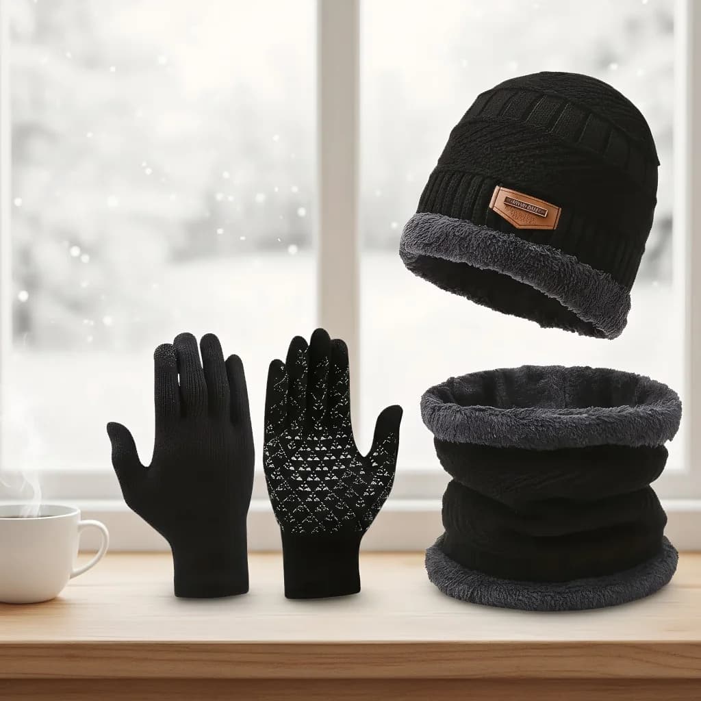 Men's and Women's Winter Hats and Scarf Set, Berretto Thickness in Pile with Scaldacollo, Lana Hat for Open Activities