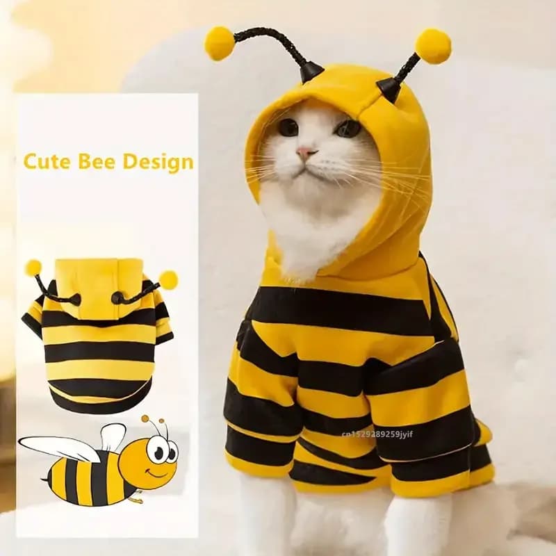 Cappotto per Cani Bee Pet, Abbigliamento per Cuccioli, Felpe con Cappuccio per Cani, Costume Caldo Invernale per Gatti, Outfit per le Feste per Cani e Gatti di Piccola e Media Taglia