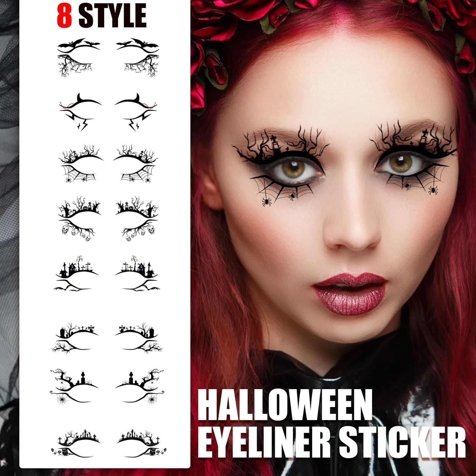 Adesivi per trucco occhi di Halloween Kit di sostituzione ombretto rimovibile resistente al sudore impermeabile Adesivi per occhi Trucco scenico Stile festa