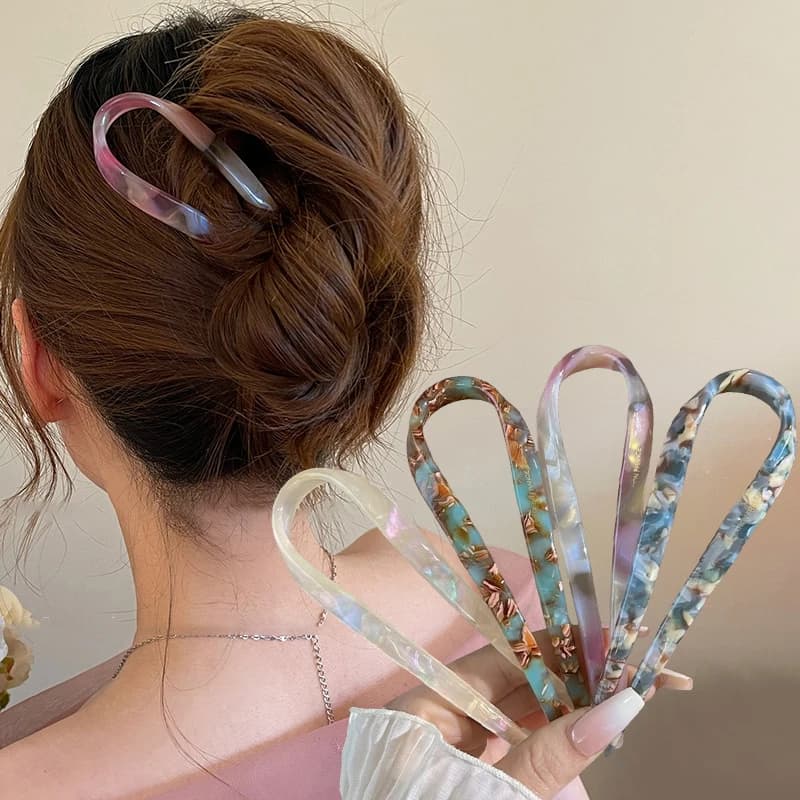 Forcine per Capelli a U in Acetato Acrilico, Fermagli per Capelli a Fiocco alla Moda, Accessori per Capelli Geometrici per Donne e Ragazze