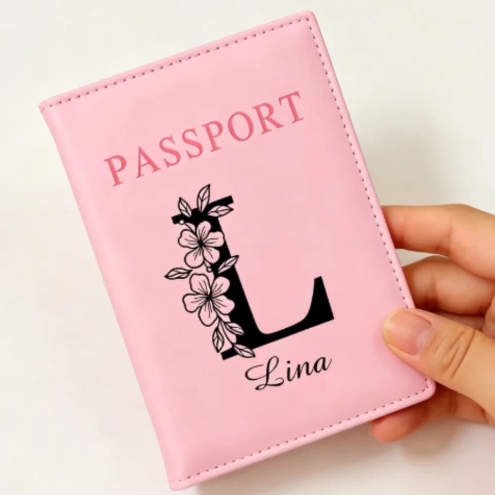 Custom Name Letter Leather Passport Holder,Portable Personalized Travel Document Case,Elegant Custom Accessory Perfect for Women