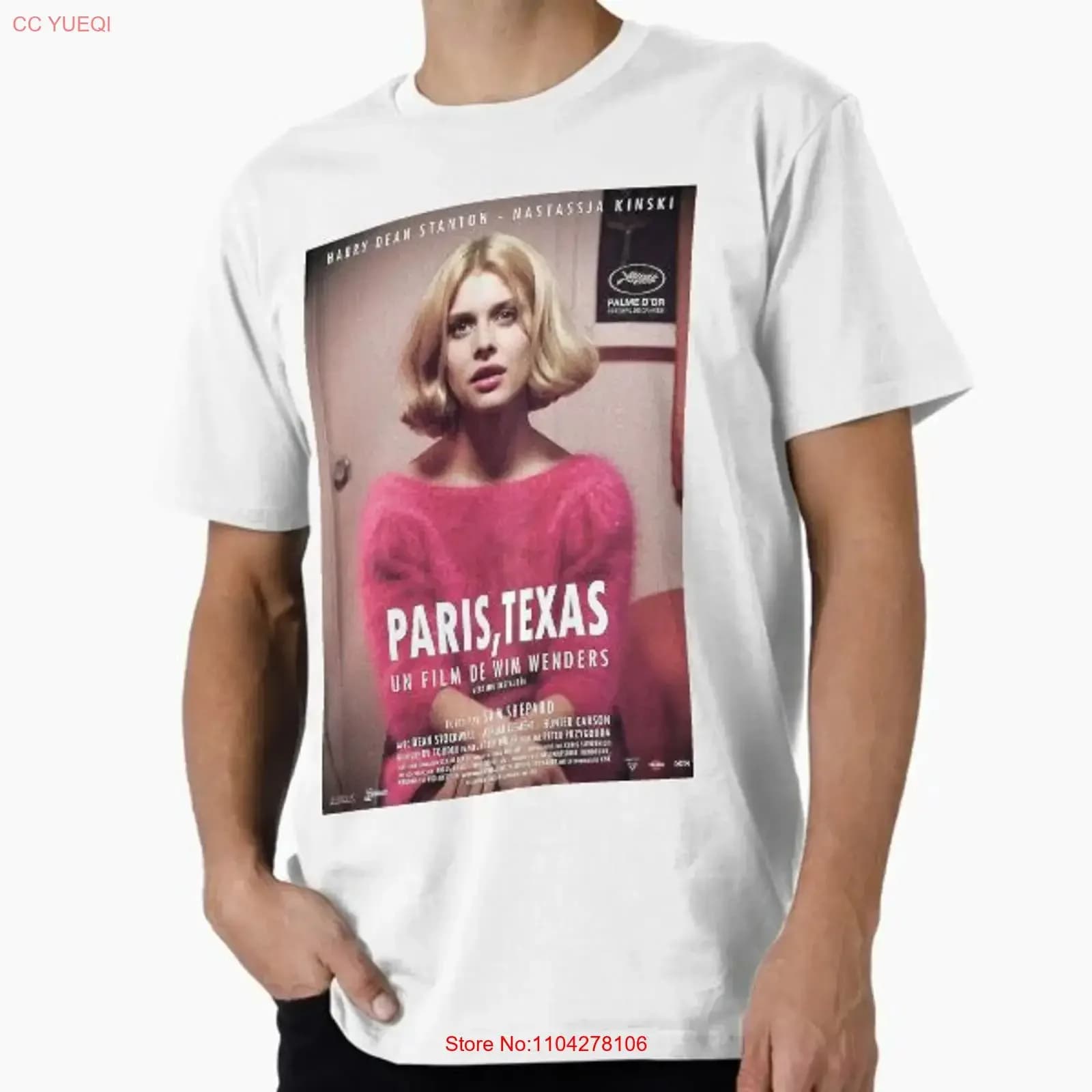 T-shirt da uomo Pink Paris Style 2Poster Premium Made in USA, taglie dalla S alla 5XL, vintage, effetto lavato, unisex, alla moda, versatile, casual, traspirante