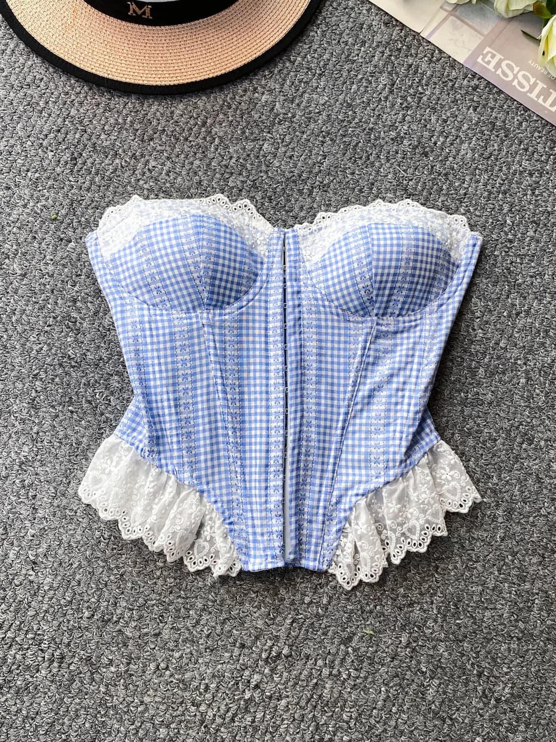 Retro Chinese Style Lace Crop Top Women's Slim Fit Steel Ring Sexy Summer Camisole Floral Print Hook Closure Short Length